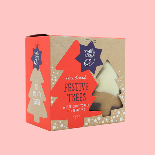 Xmas Gingerbread Festive Tree White Choc Topped 145g UNIT