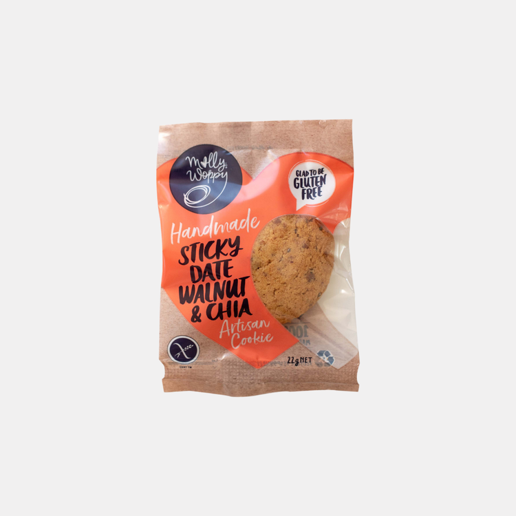 Grab'N'Go Small Cookie Gluten Free Sticky Date Walnut & Chia 22g 45/CTN